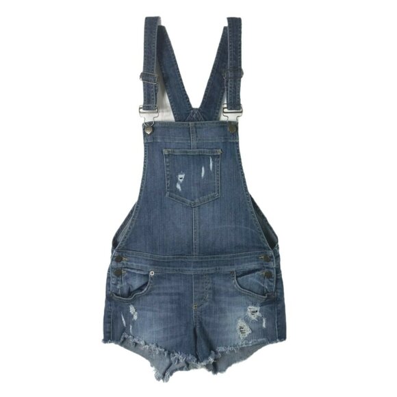 Vintage GUESS Jeans Denim Distressed Shortalls S